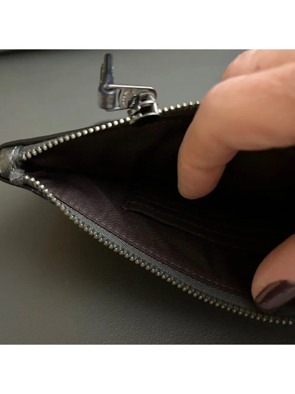 AS IS/REHAB Coach Metallic Gunmetal Wristlet